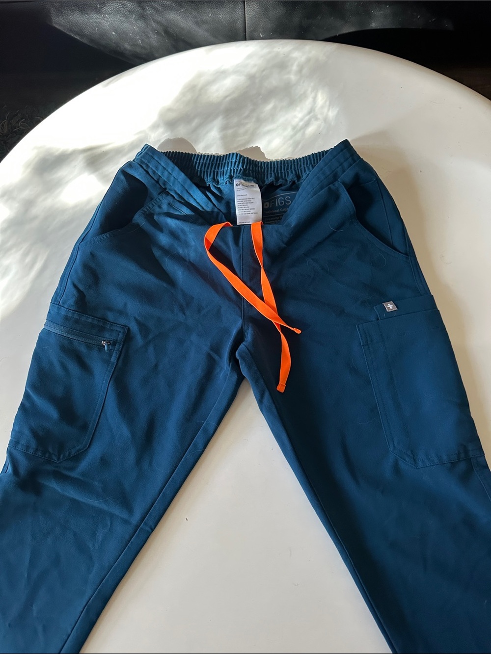 Figs Woman’s Jogger Pants in Deep Teal with Orange Drawstring